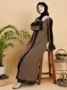 Zip Abaya Burqa with Black Georgette Hijab 1